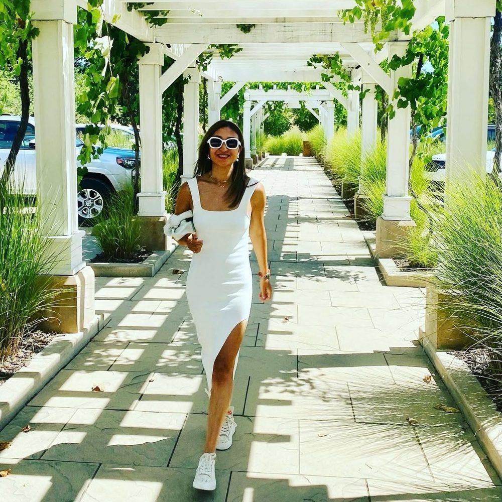 Shona Joy White Sleeveless Square Neck Midi